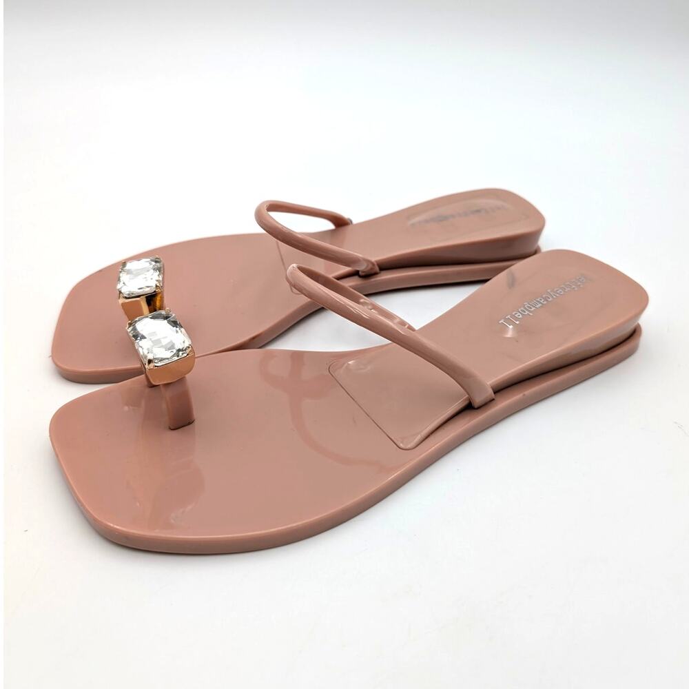 Jeffrey Campbell Balia Jelly Toe Ring Jewel Wedge Sandal Nude Size US8 EU39